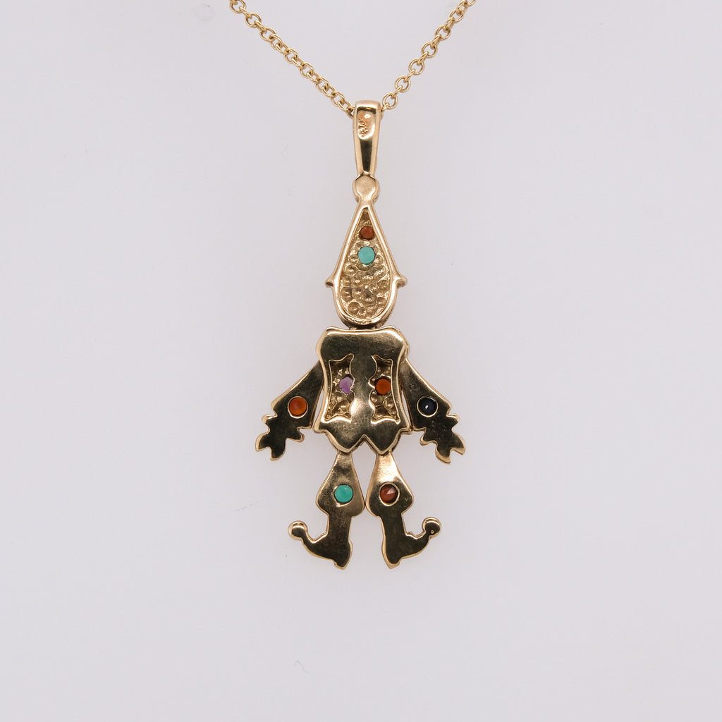 14k Multi-Gem Clown Pendant
