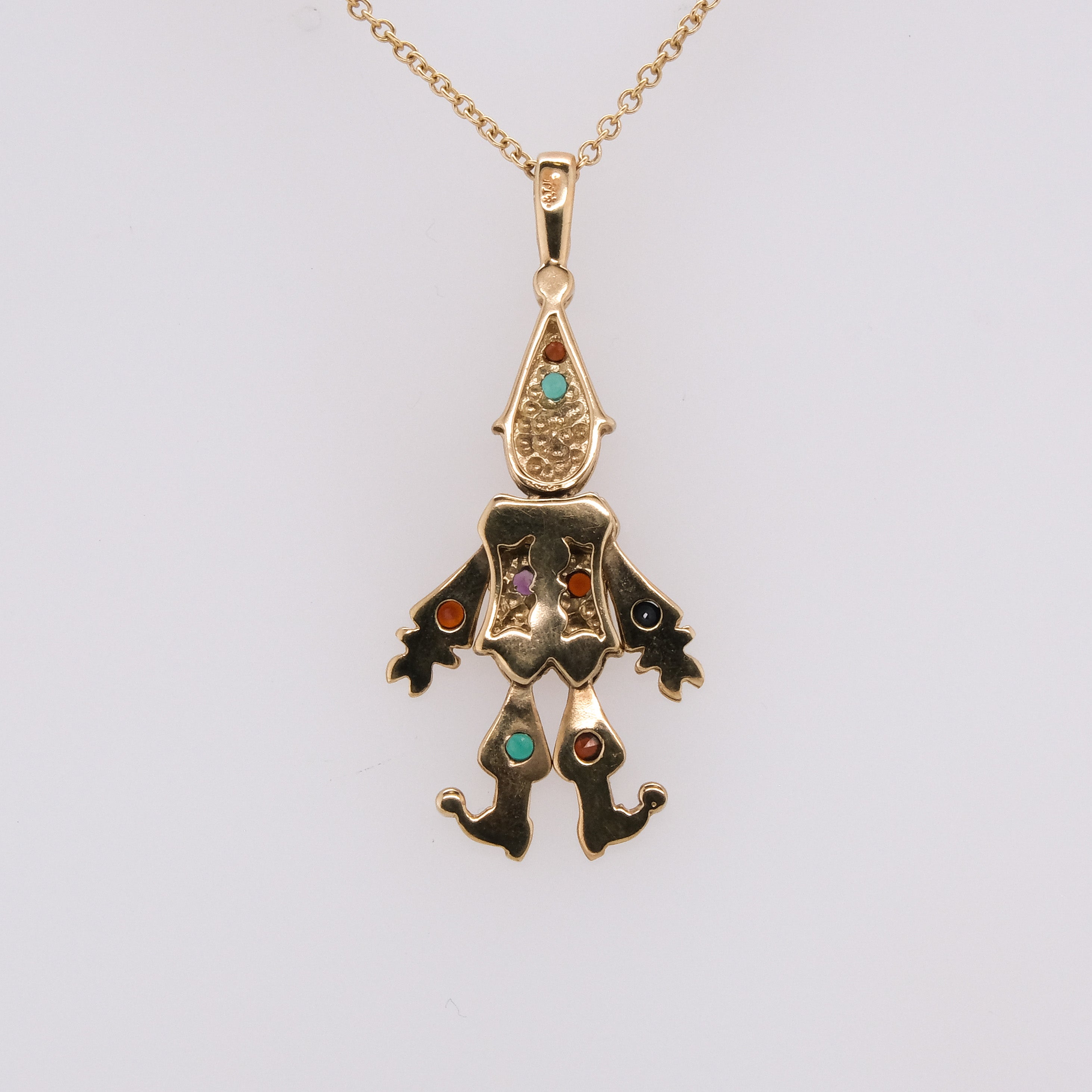14k Multi-Gem Clown Pendant