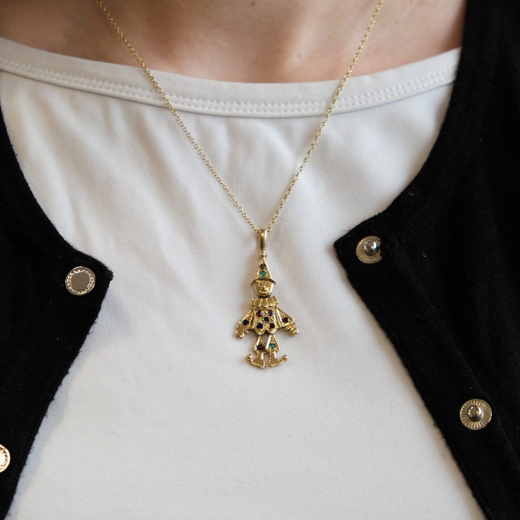 14k Multi-Gem Clown Pendant