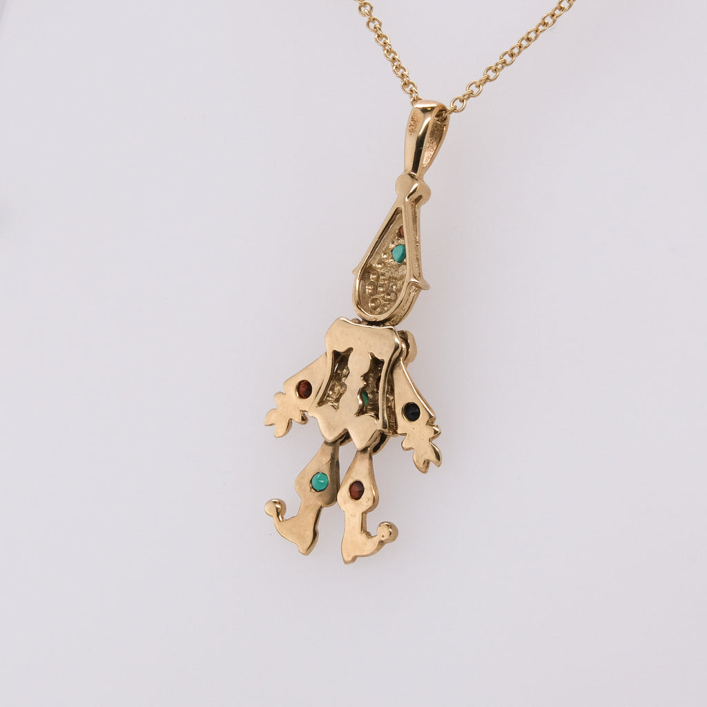 14k Multi-Gem Clown Pendant