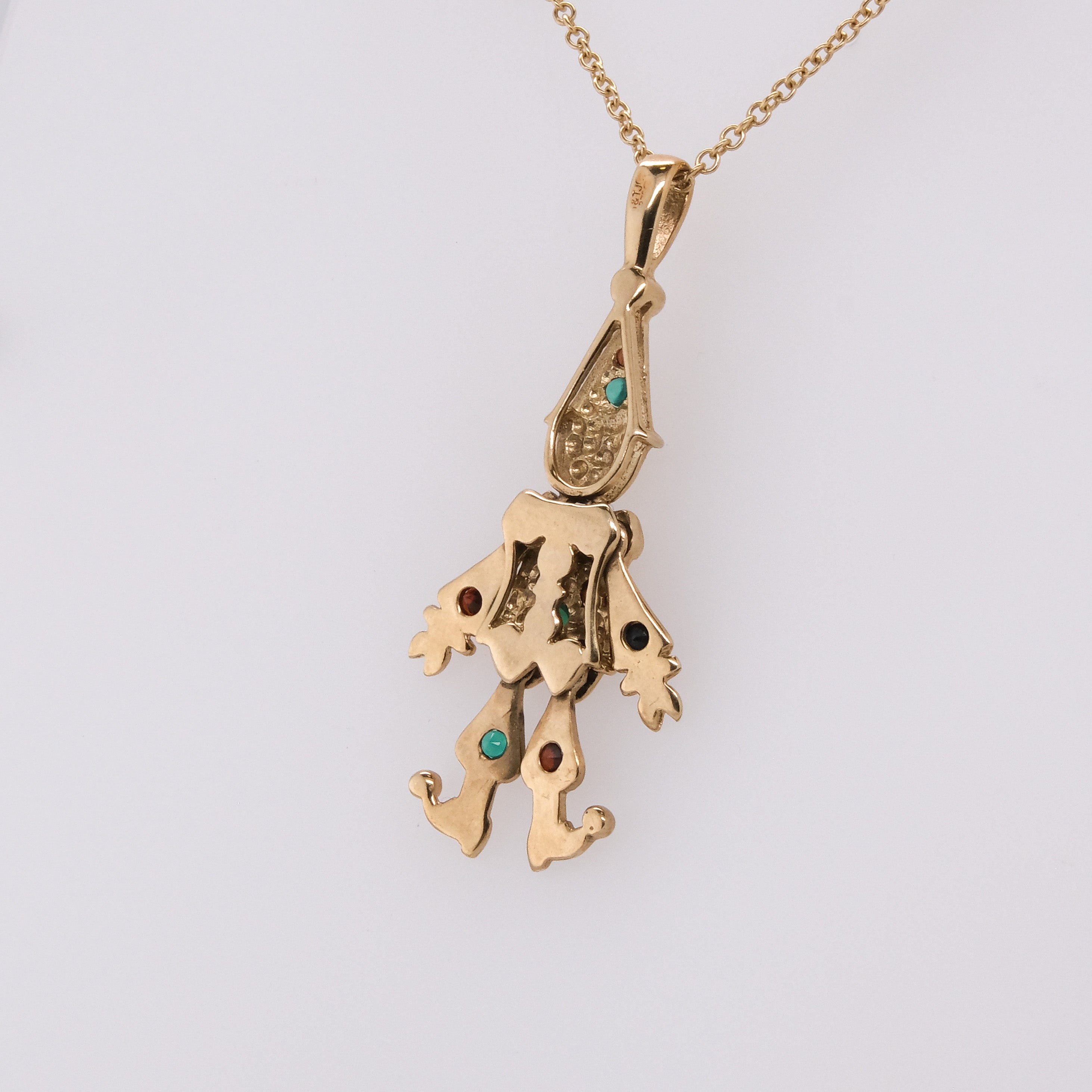 14k Multi-Gem Clown Pendant