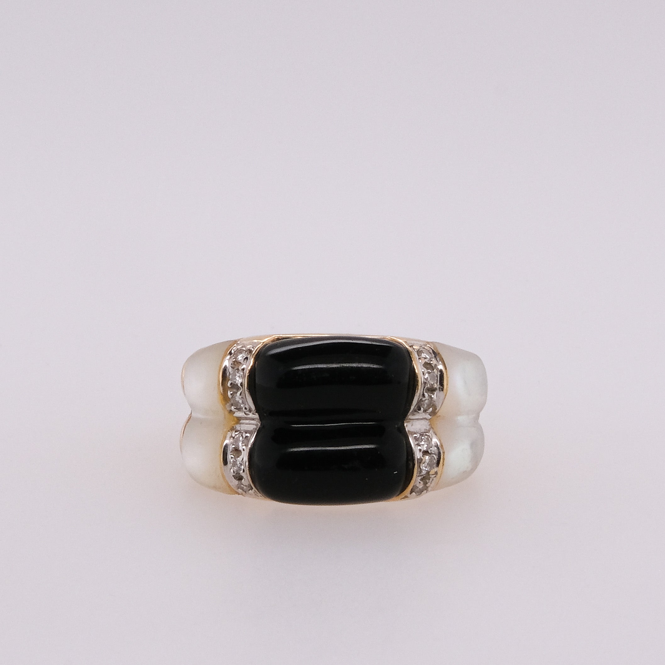14k Onyx & Mother of Pearl Ring