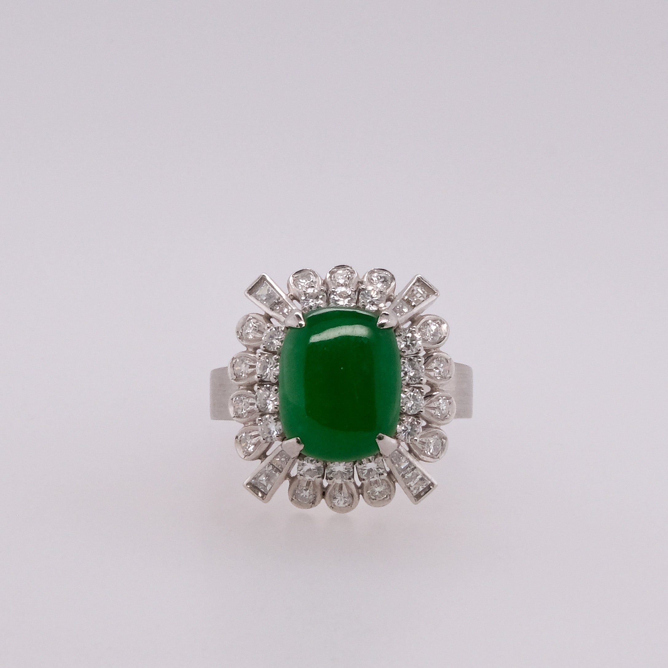 Platinum Jadeite & Diamond Ring
