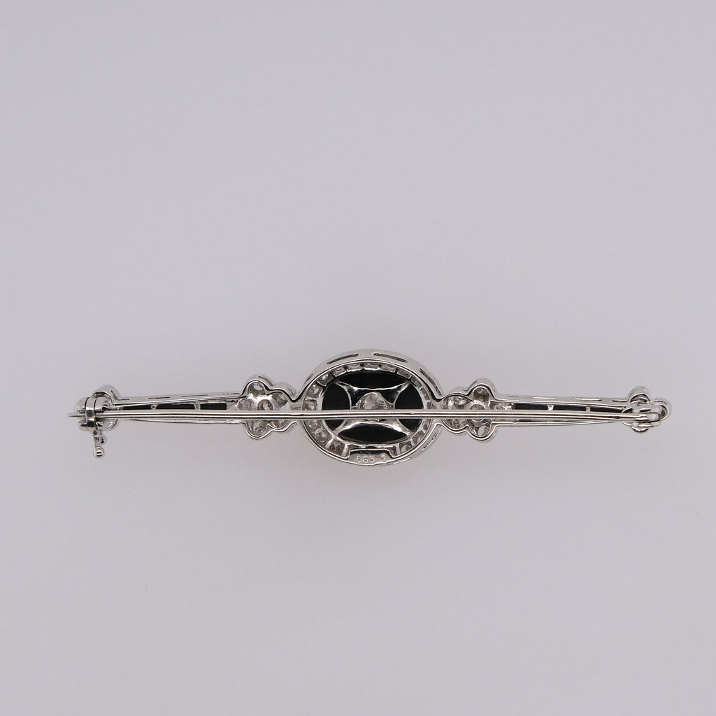14k Onyx & Diamond Brooch