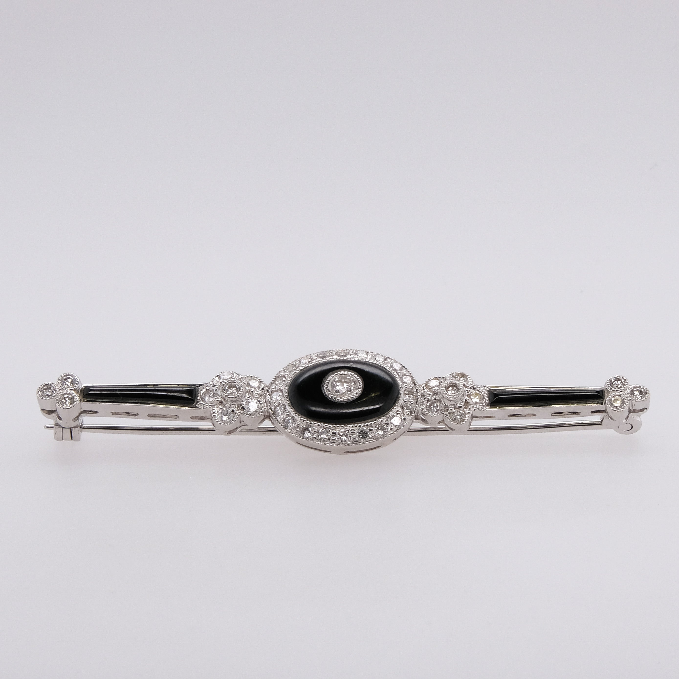 14k Onyx & Diamond Brooch