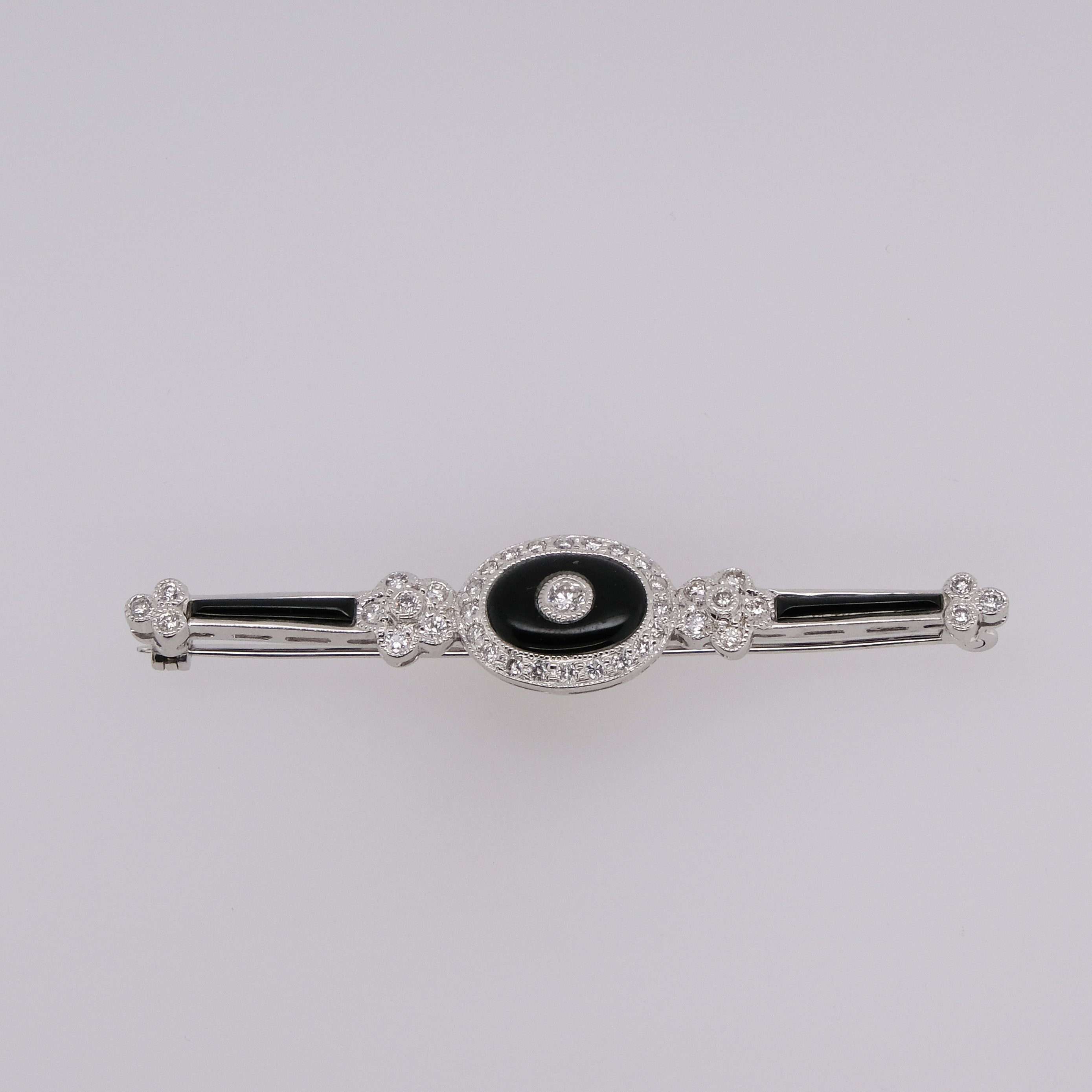 14k Onyx & Diamond Brooch