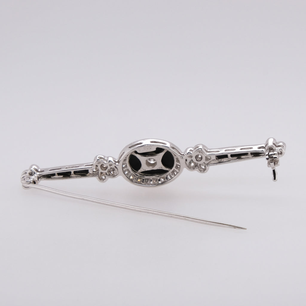14k Onyx & Diamond Brooch