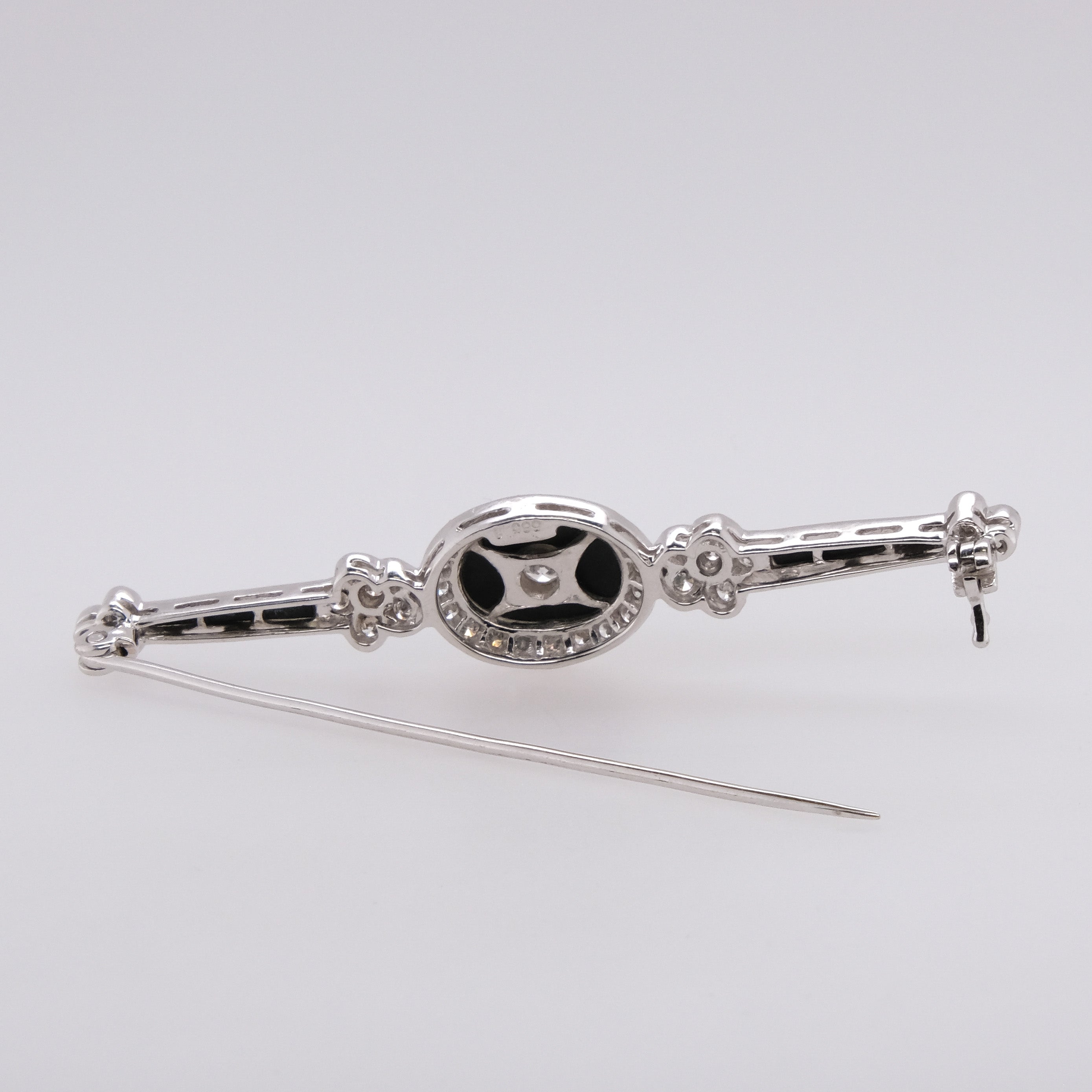 14k Onyx & Diamond Brooch