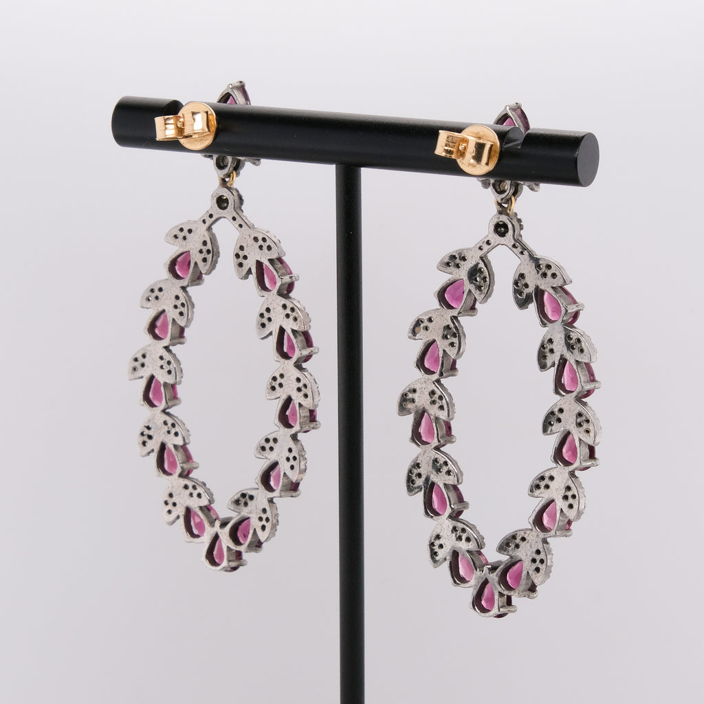 14k Victorian Garnet & Diamond Earrings