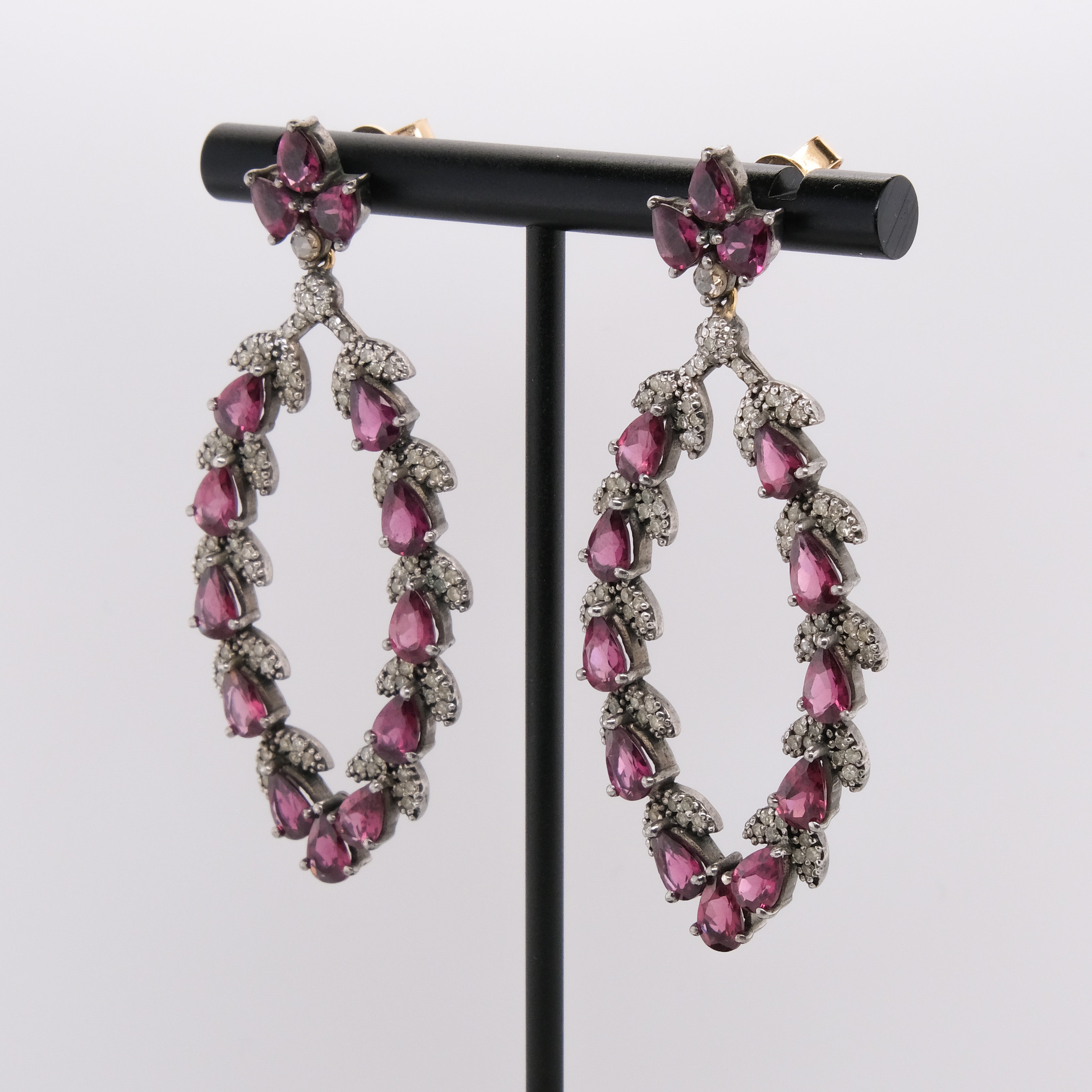 14k Victorian Garnet & Diamond Earrings