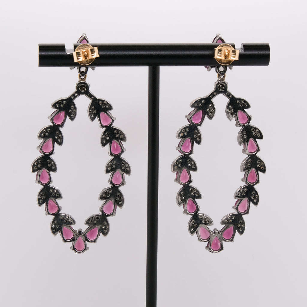 14k Victorian Garnet & Diamond Earrings