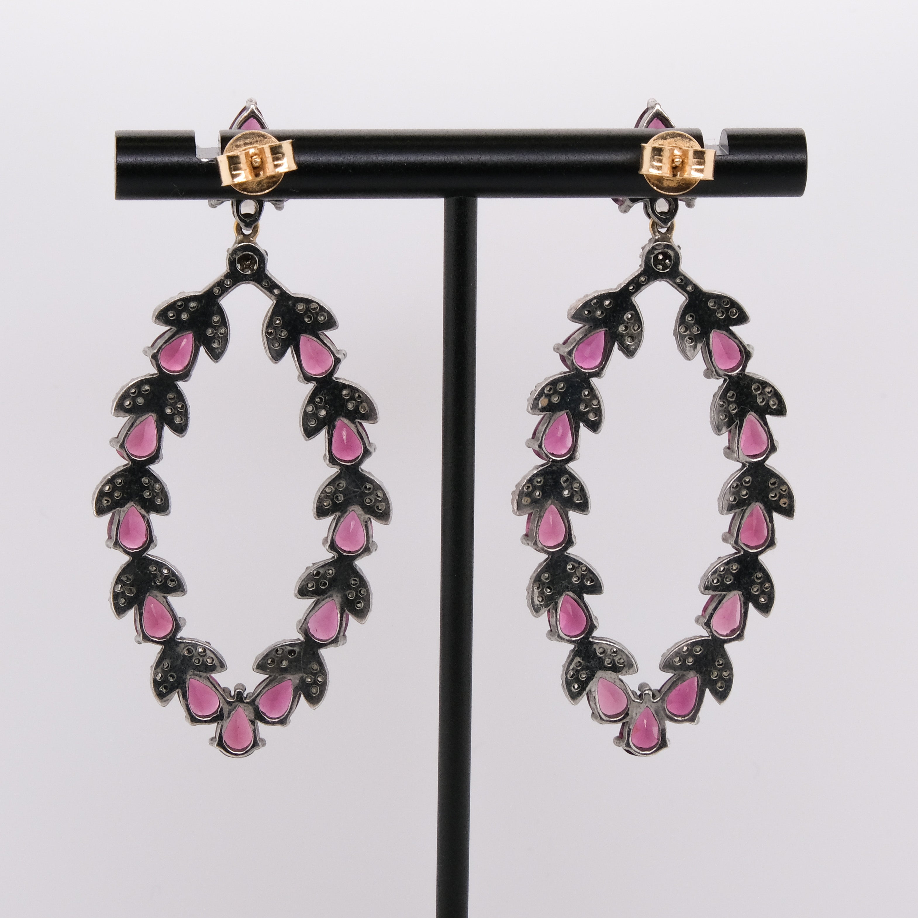 14k Victorian Garnet & Diamond Earrings