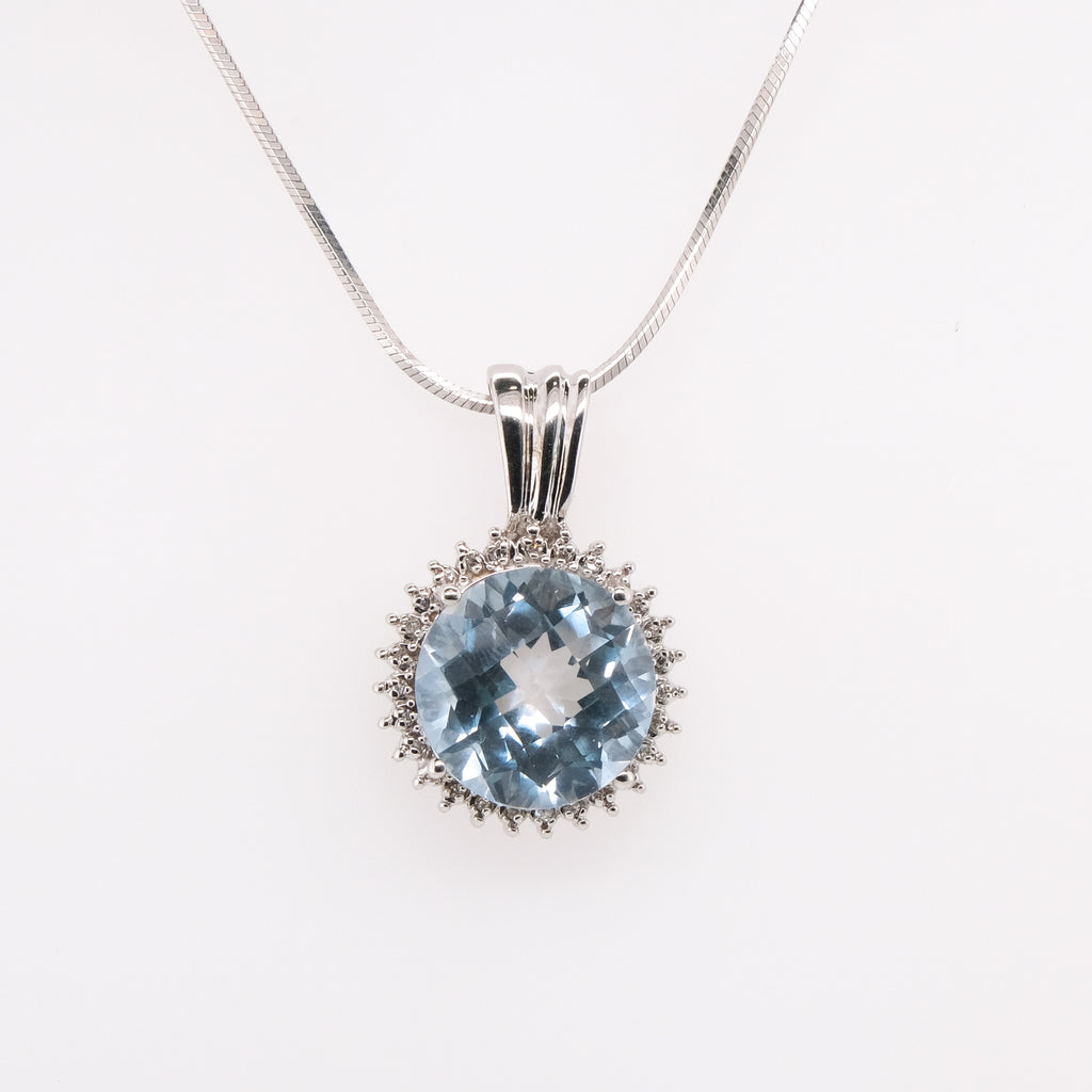 14k Blue Topaz Pendant