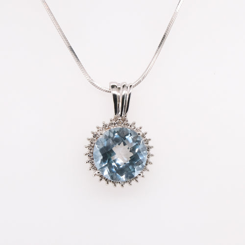 14k Blue Topaz Pendant
