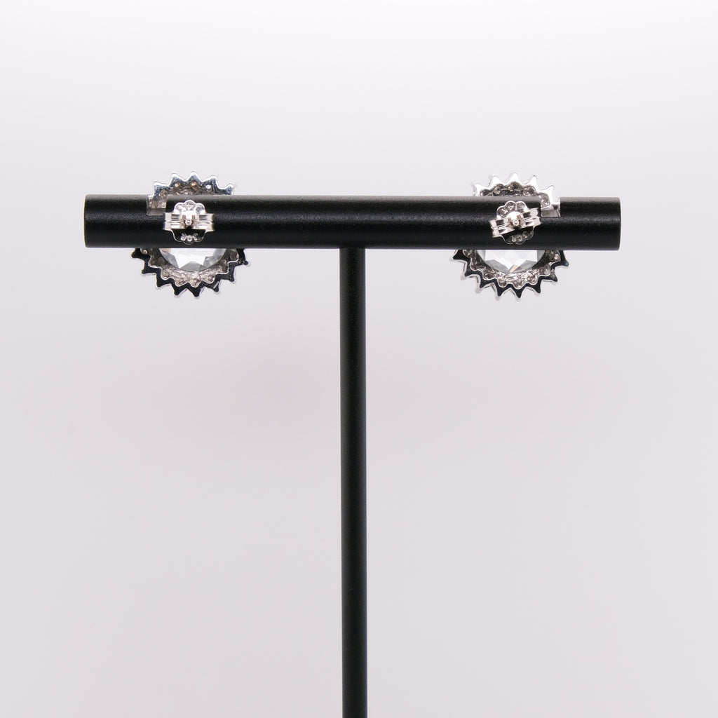 14k Blue Topaz & Diamond Halo Studs