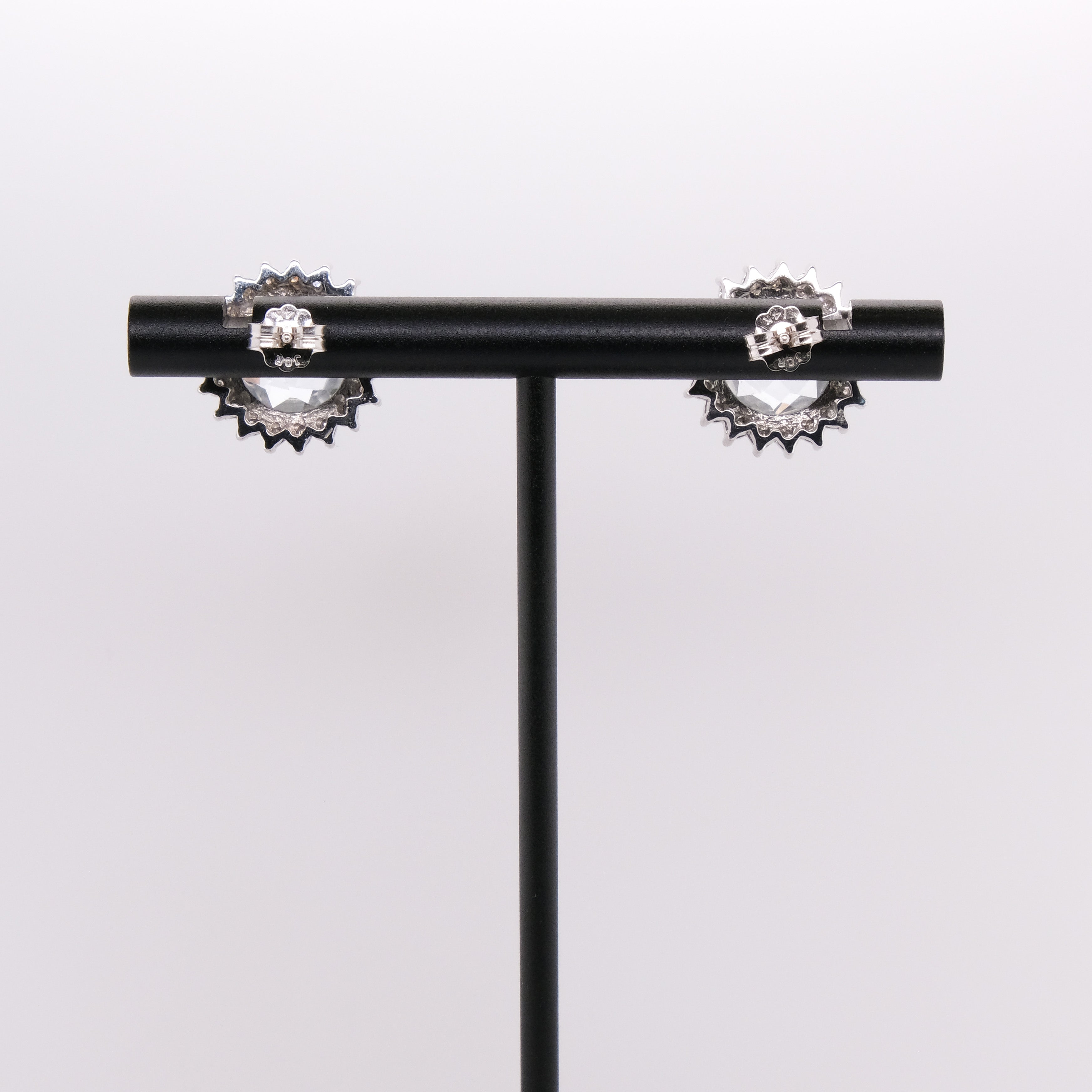 14k Blue Topaz & Diamond Halo Studs