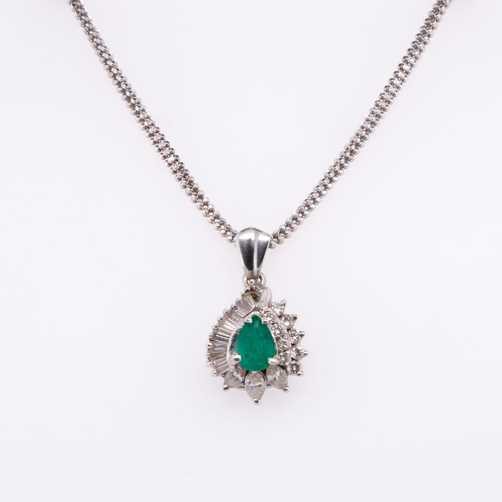 18k Emerald & Diamond Necklace