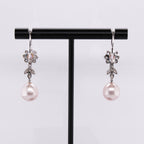 18k Diamond, Pearl & Amethyst Dangling Earrings