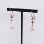 18k Diamond, Pearl & Amethyst Dangling Earrings