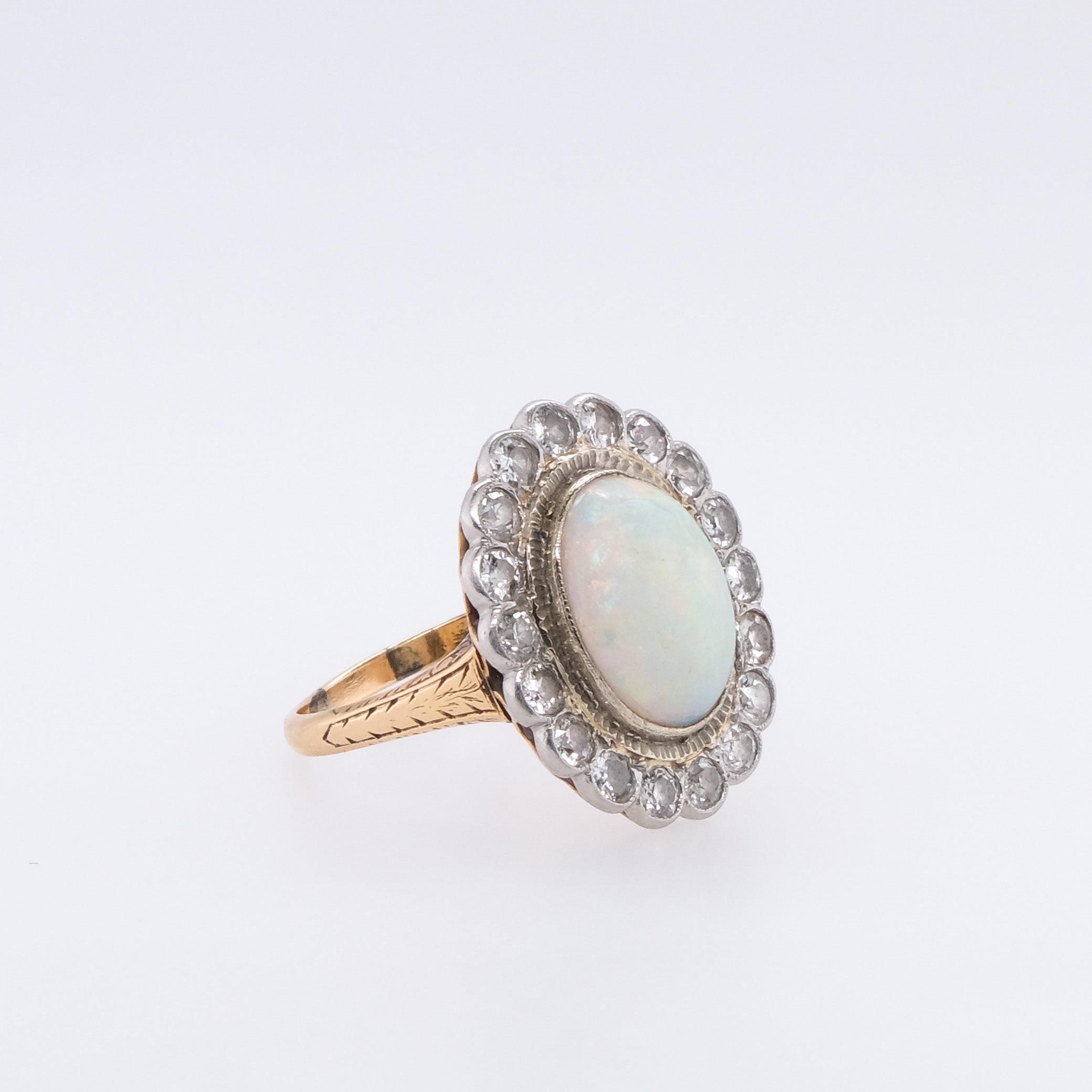 14k Opal & Diamond Cocktail Ring