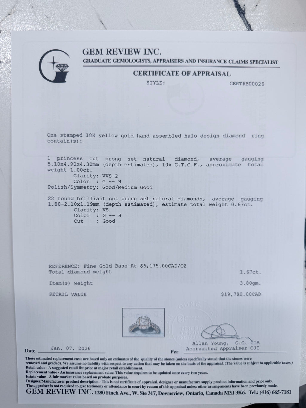 18k Princess Cut Natural Diamond Ring