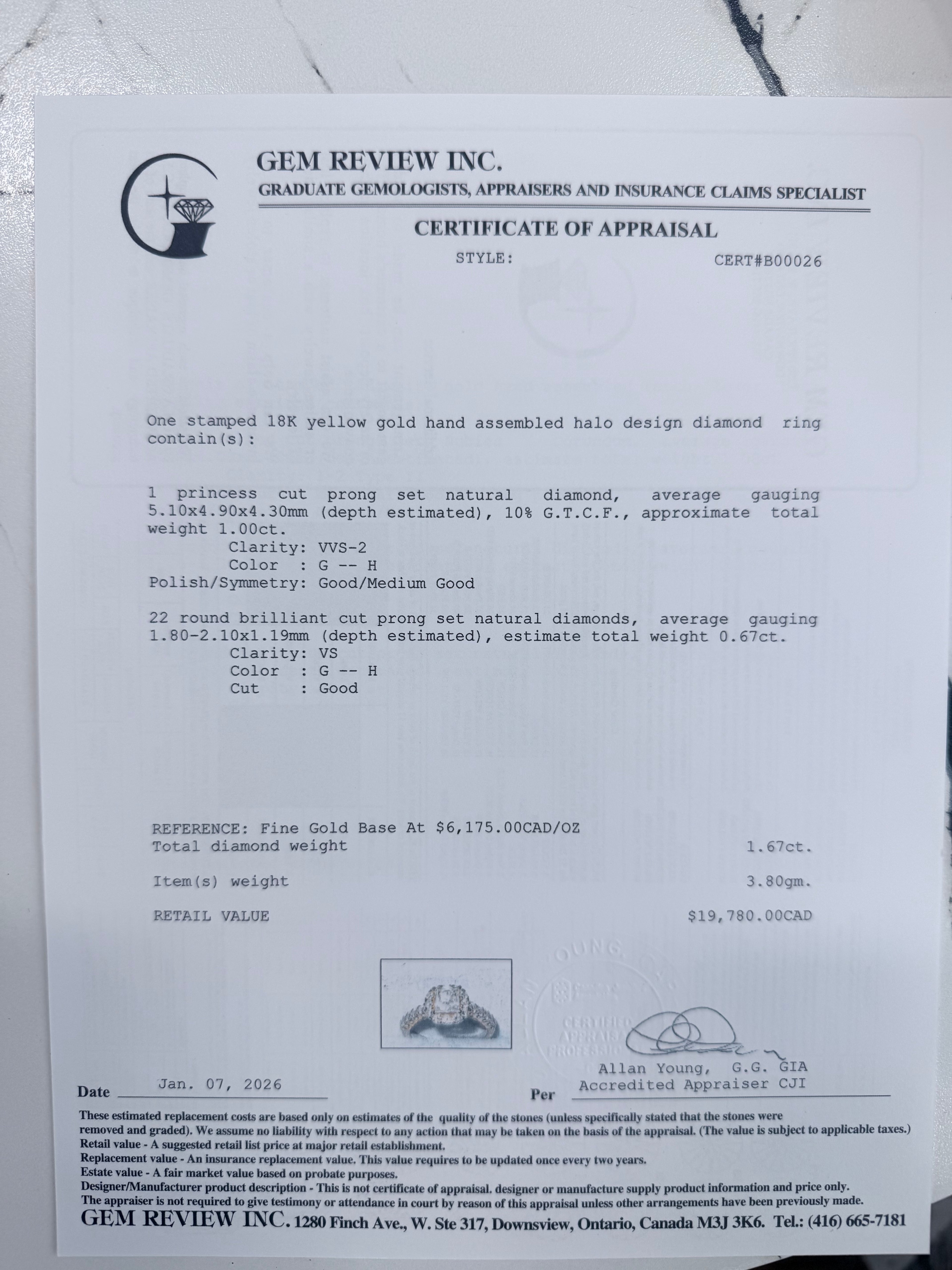 18k Princess Cut Natural Diamond Ring