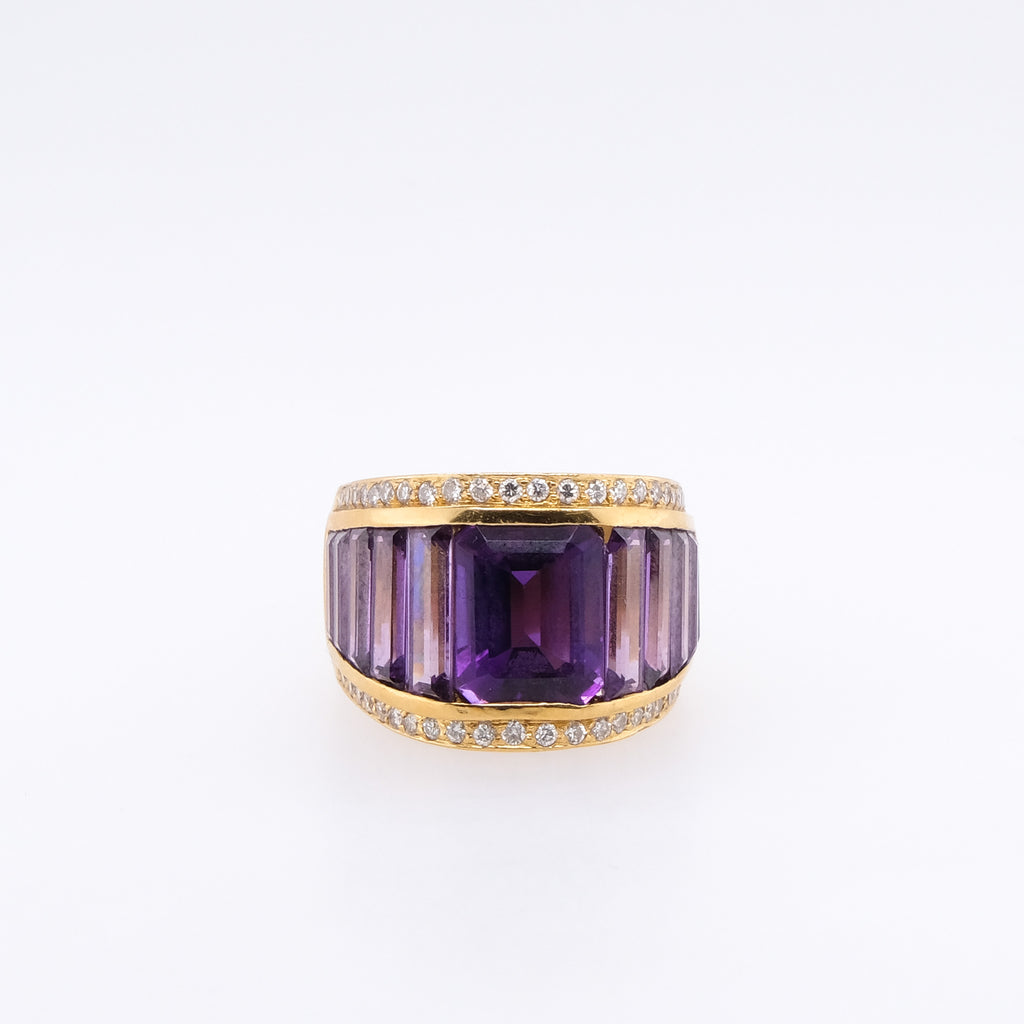 18k Amethyst & Diamond Ring