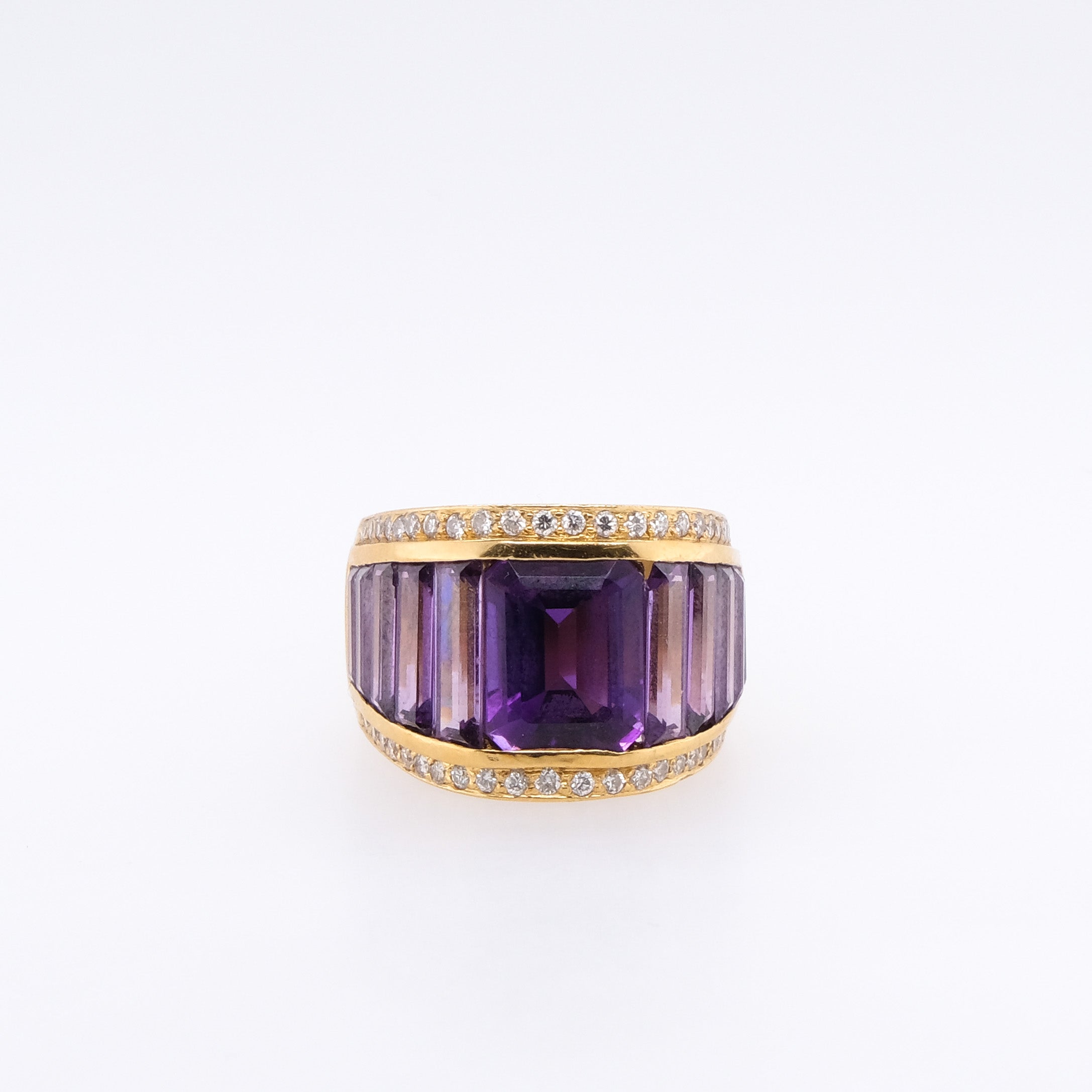 18k Amethyst & Diamond Ring