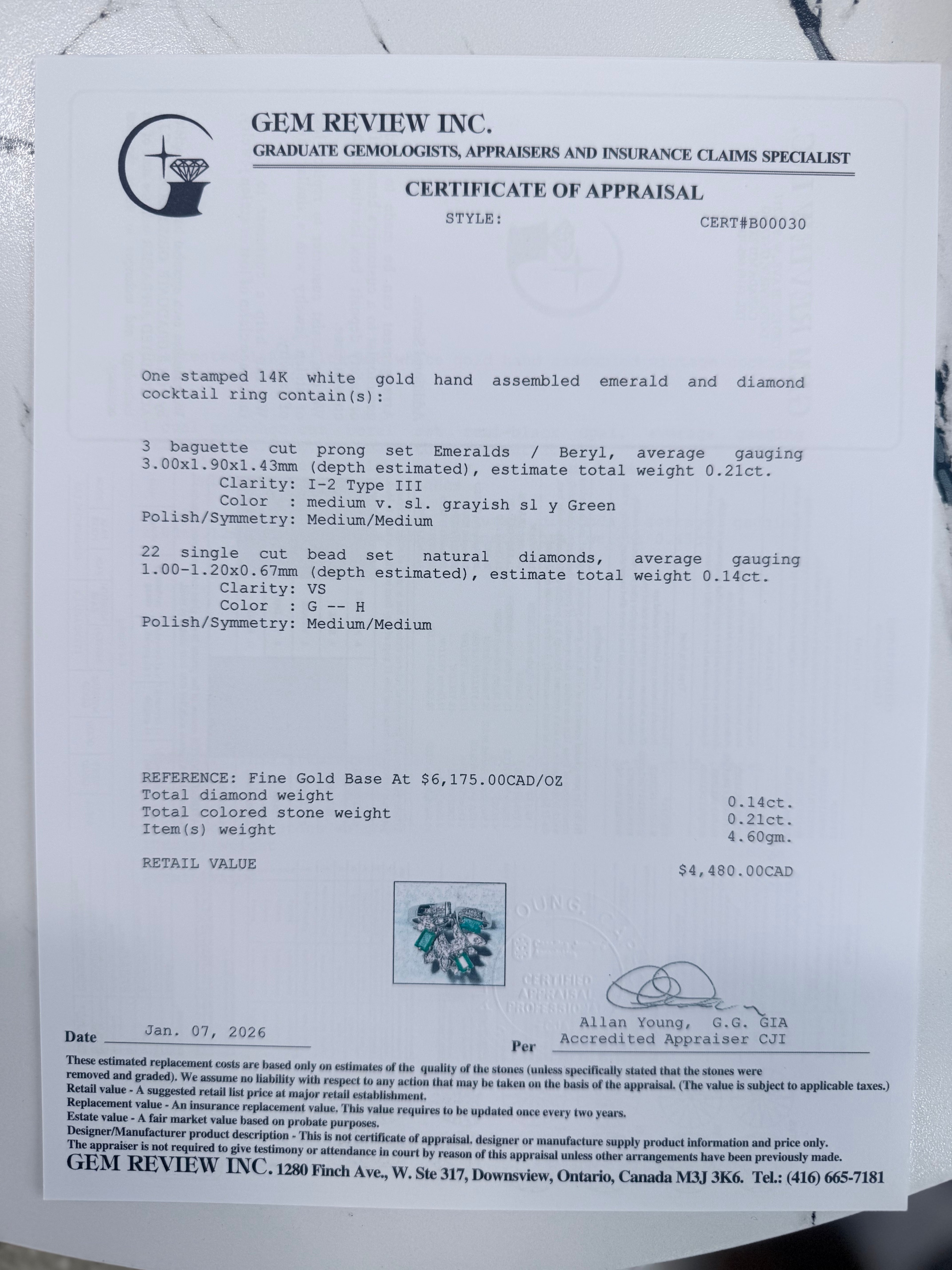 14k Emerald & Diamond Ring