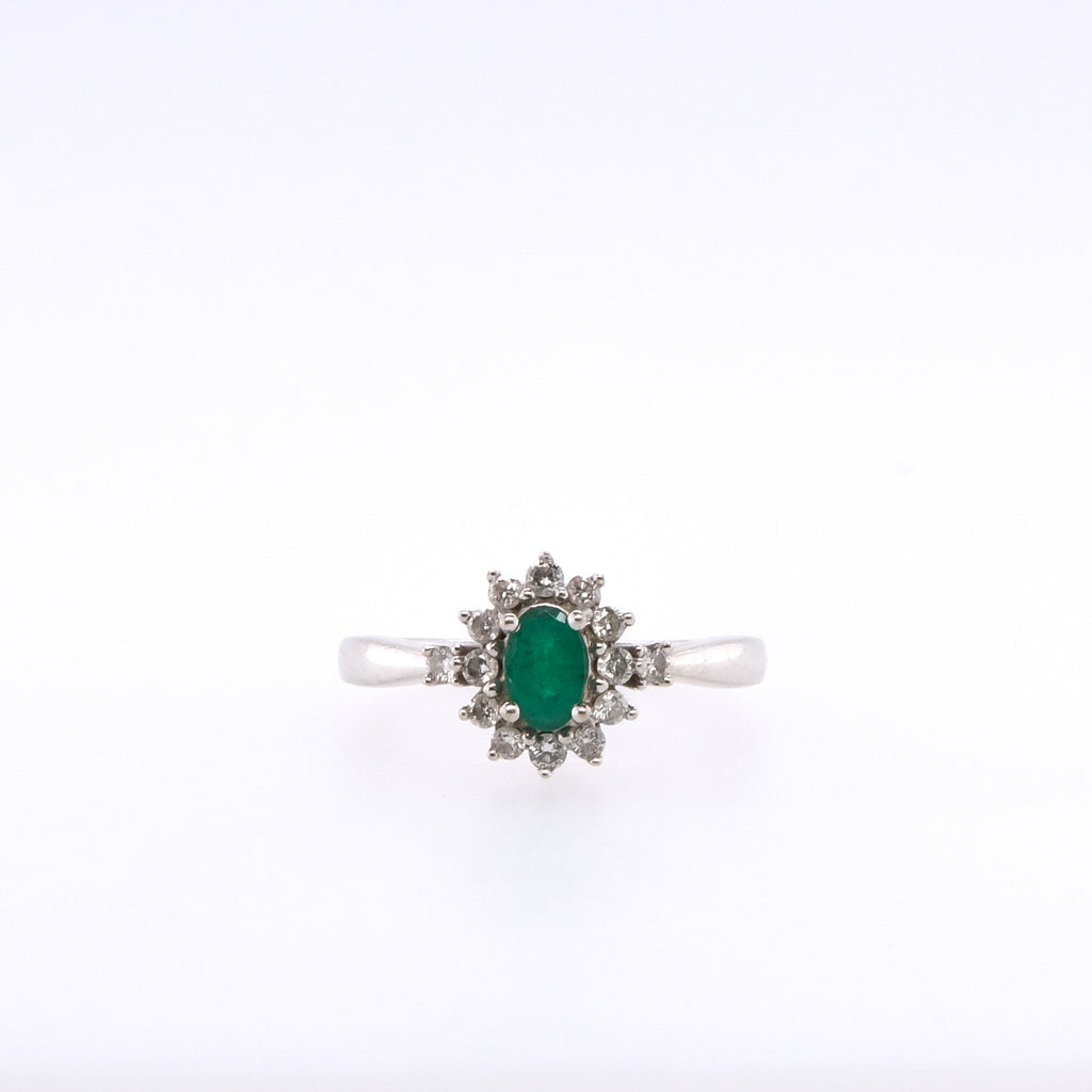 14k Emerald & Diamond Ring