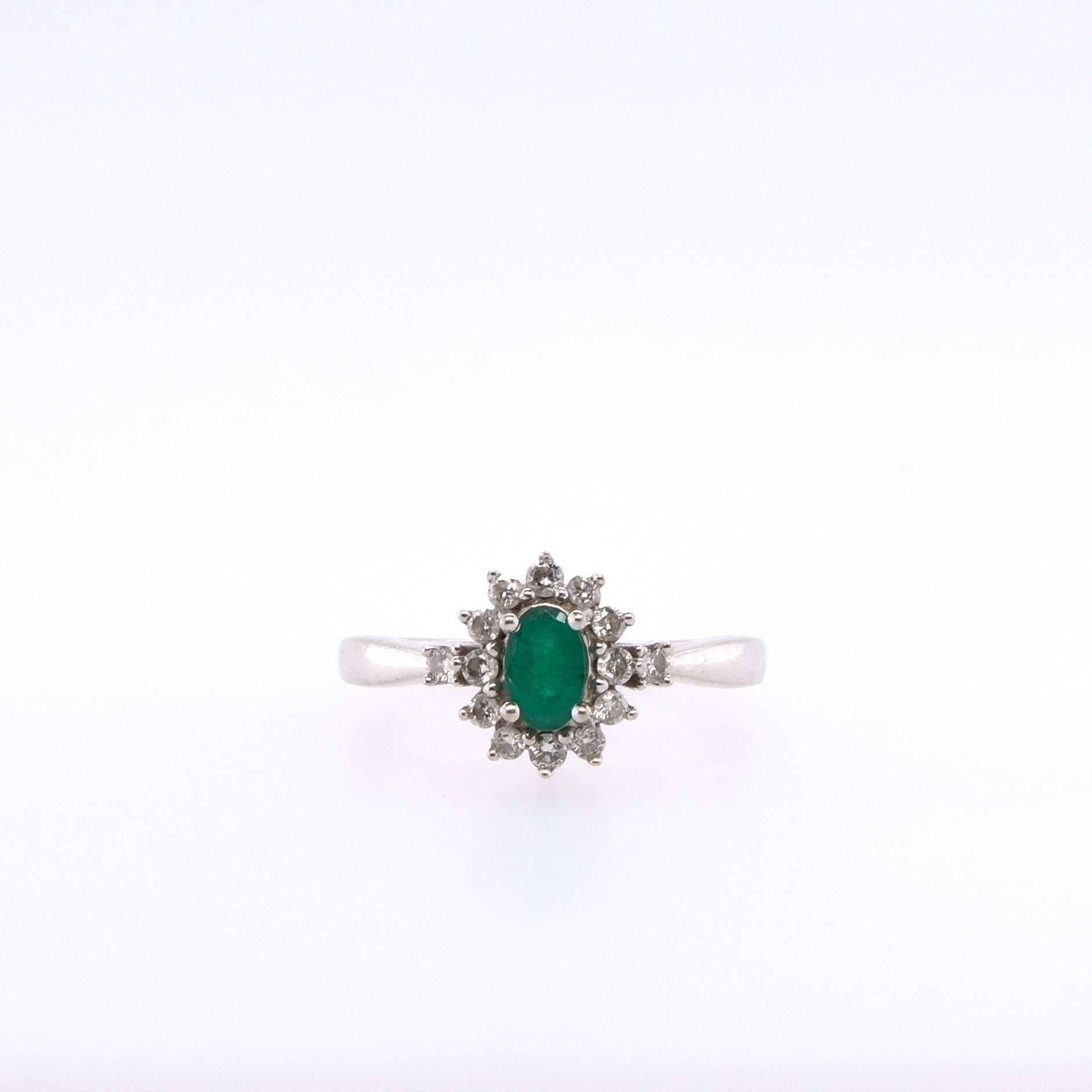 14k Emerald & Diamond Ring