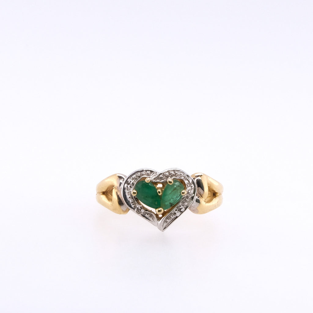 14k Emerald & Diamond Ring