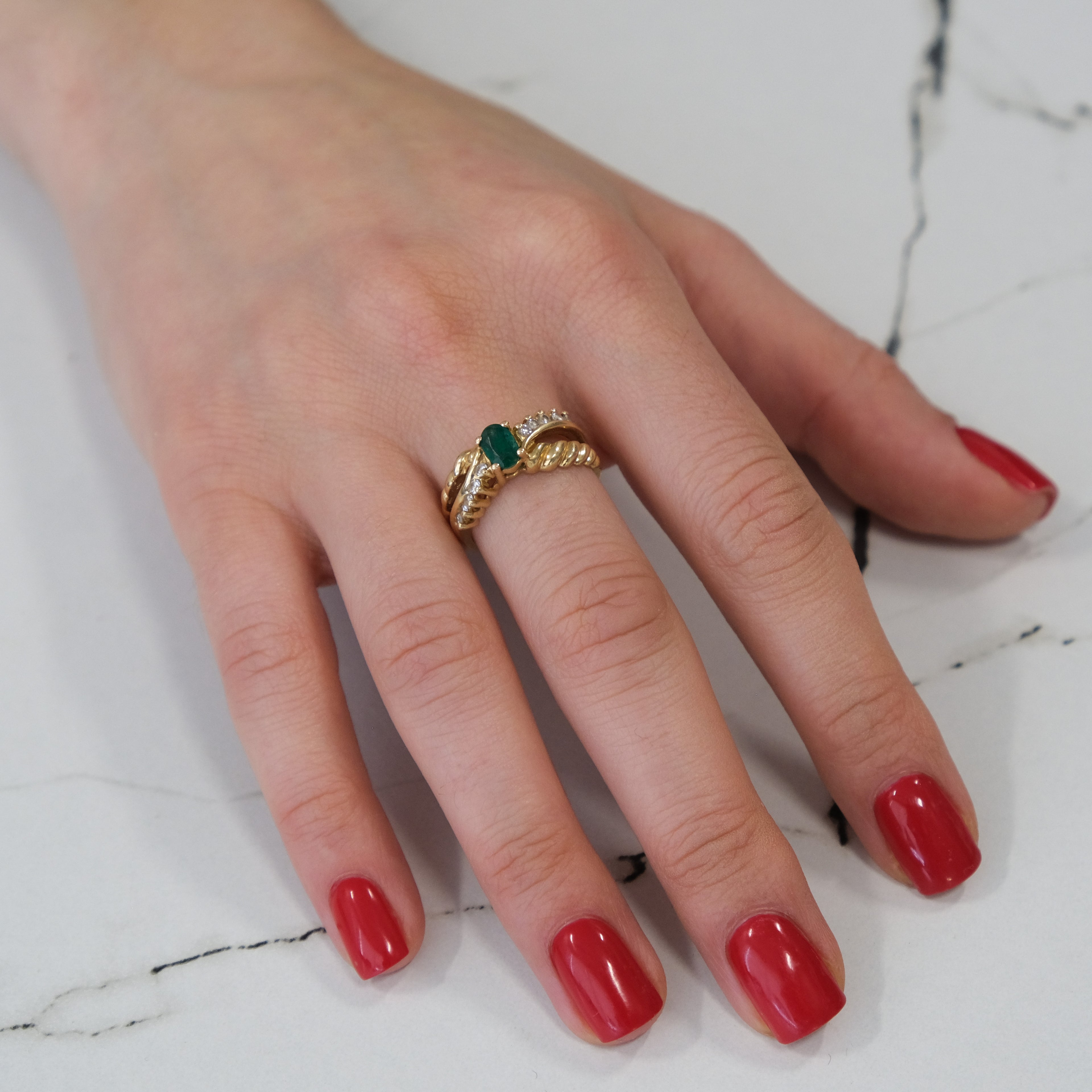 14k Emerald & Diamond Ring