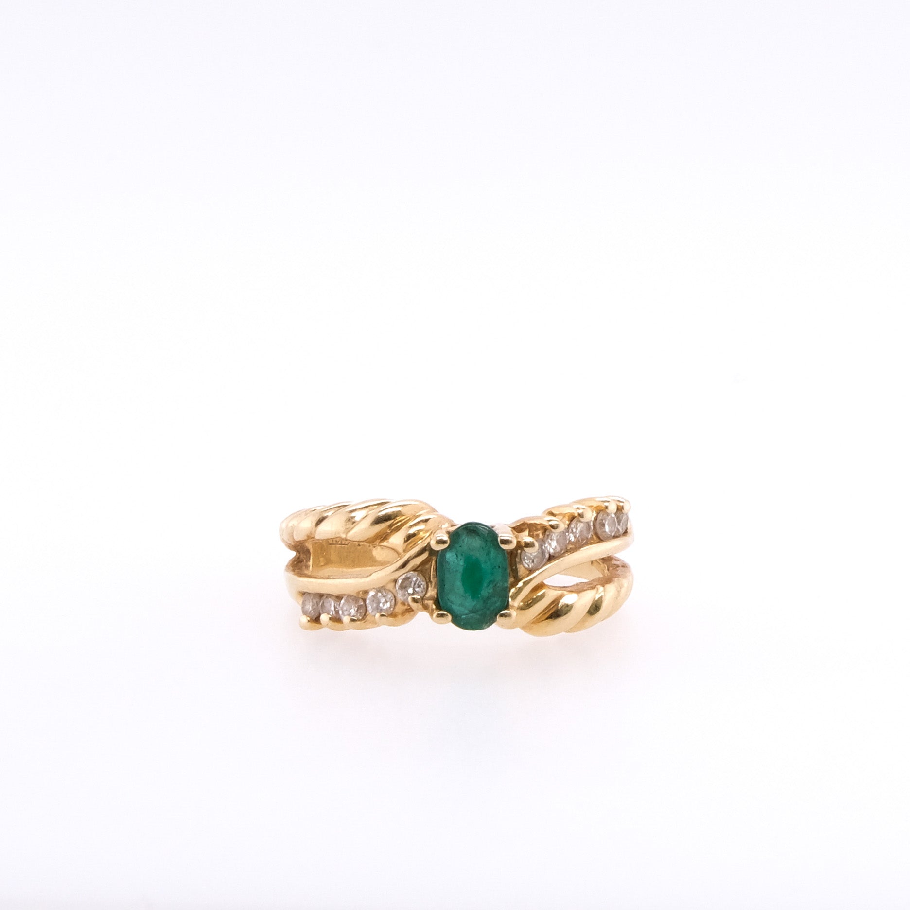 14k Emerald & Diamond Ring