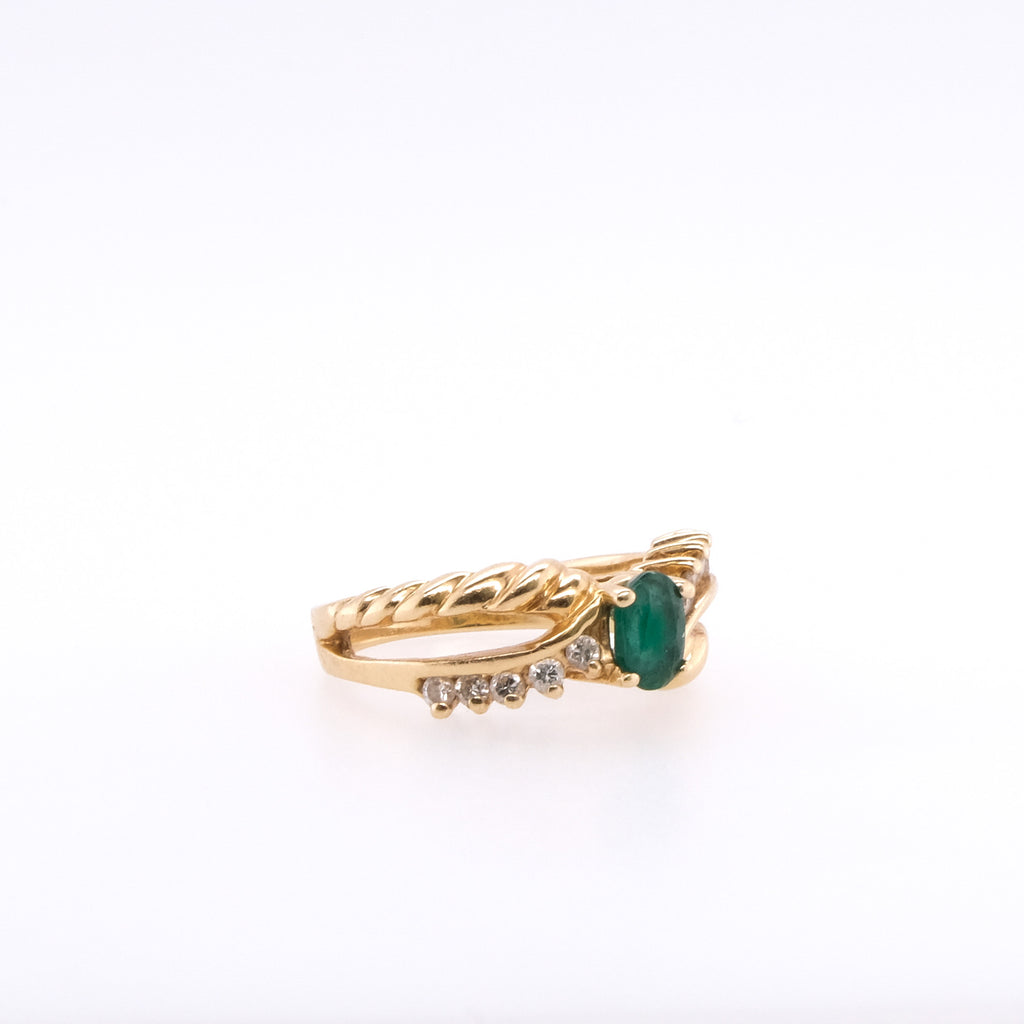 14k Emerald & Diamond Ring