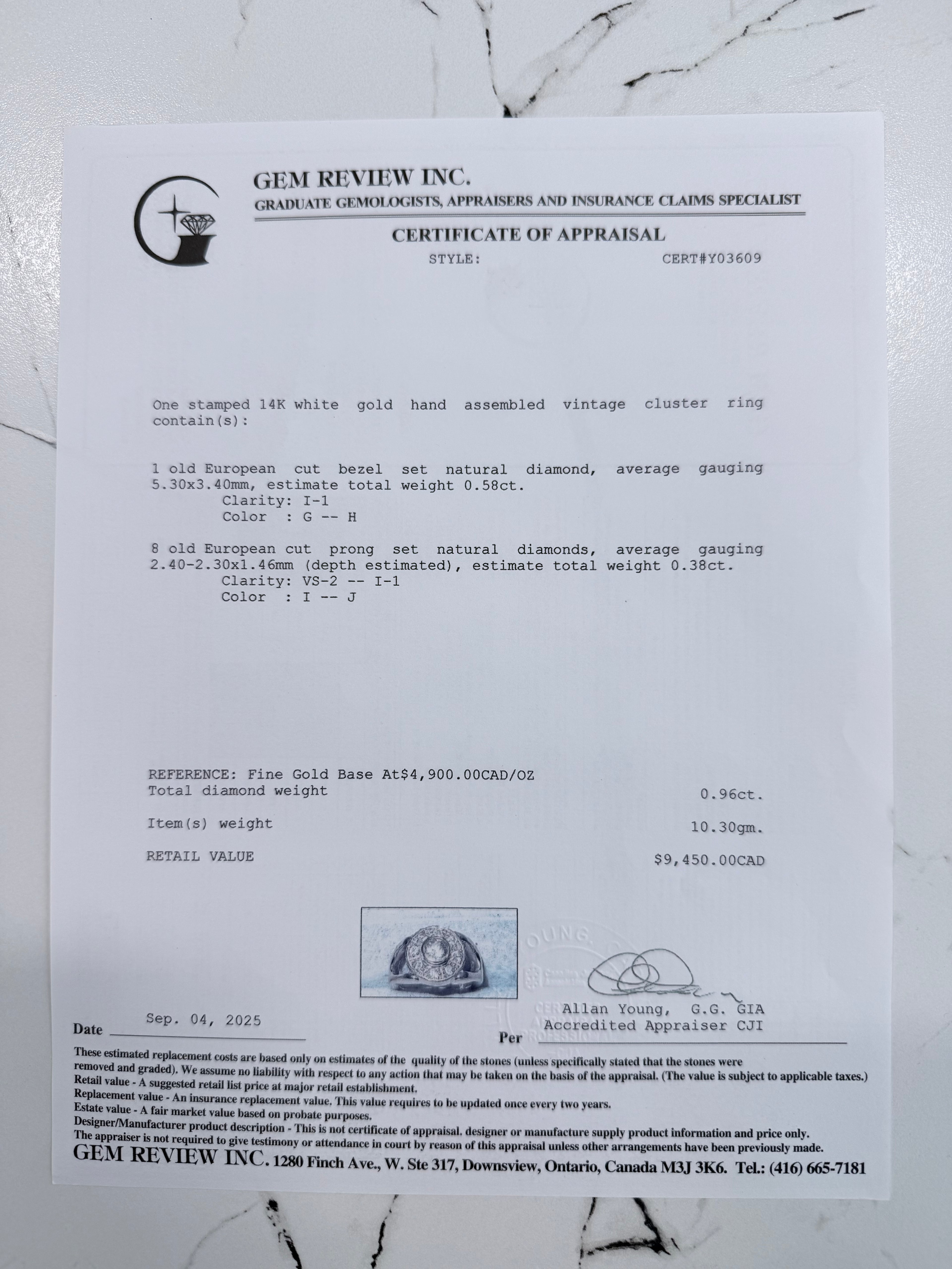 14k Old European Cut Diamond Ring