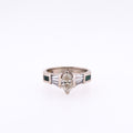 14k Marquise & Emerald Natural Diamond Ring
