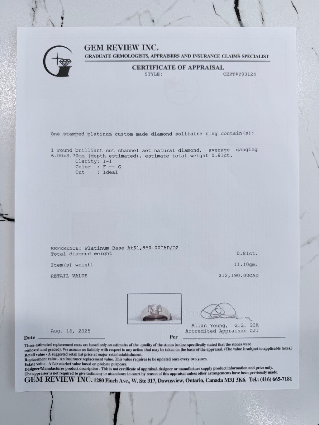 Platinum Natural Diamond Ring