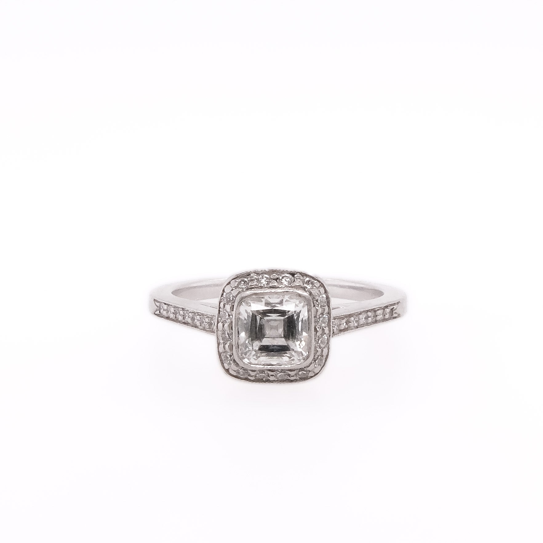 Platinum Tiffany & CO. Natural Cushion Diamond Ring