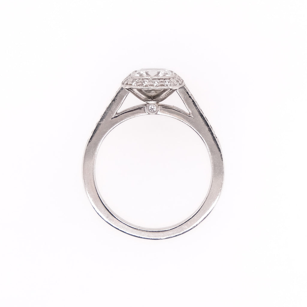Platinum Tiffany & CO. Natural Cushion Diamond Ring