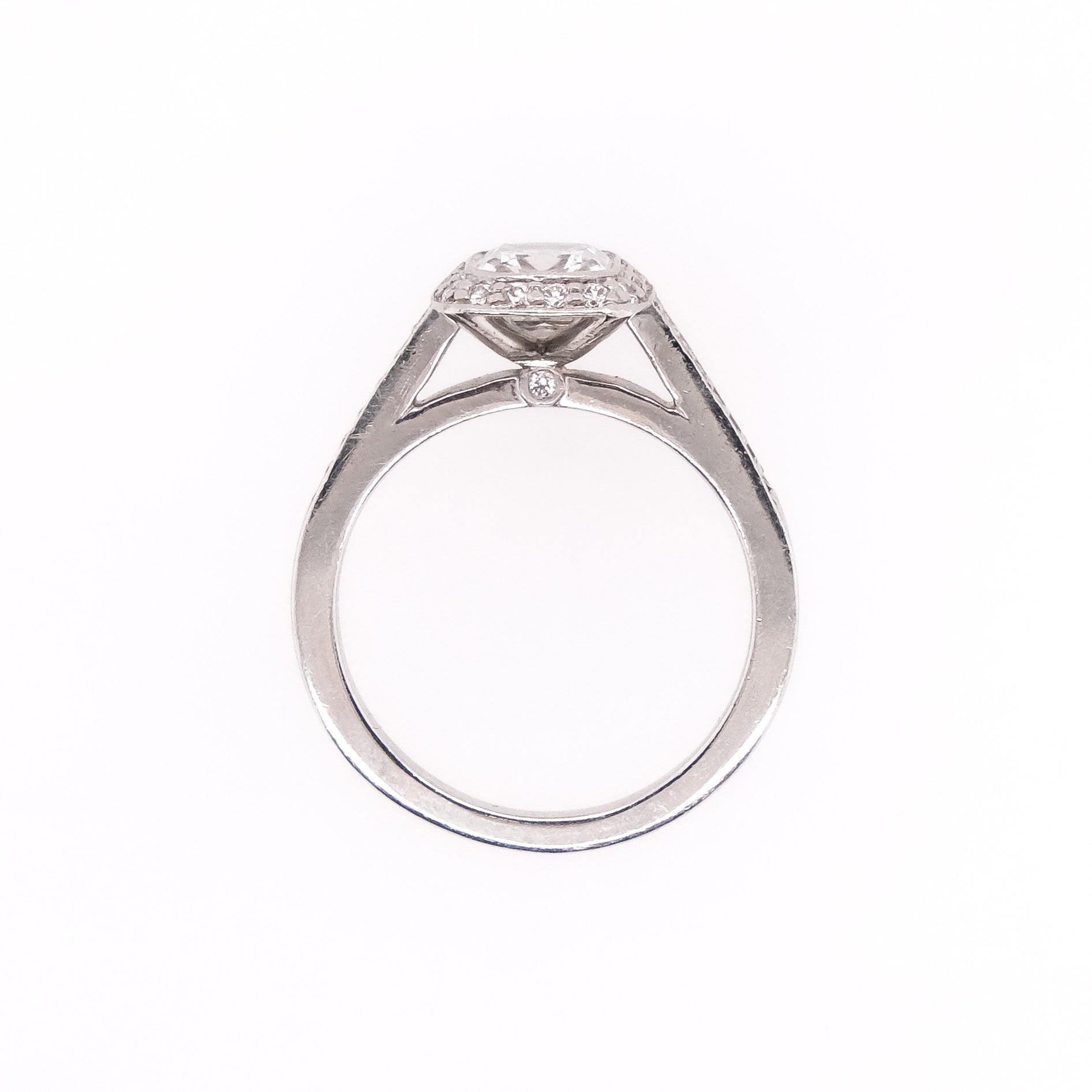 Platinum Tiffany & CO. Natural Cushion Diamond Ring