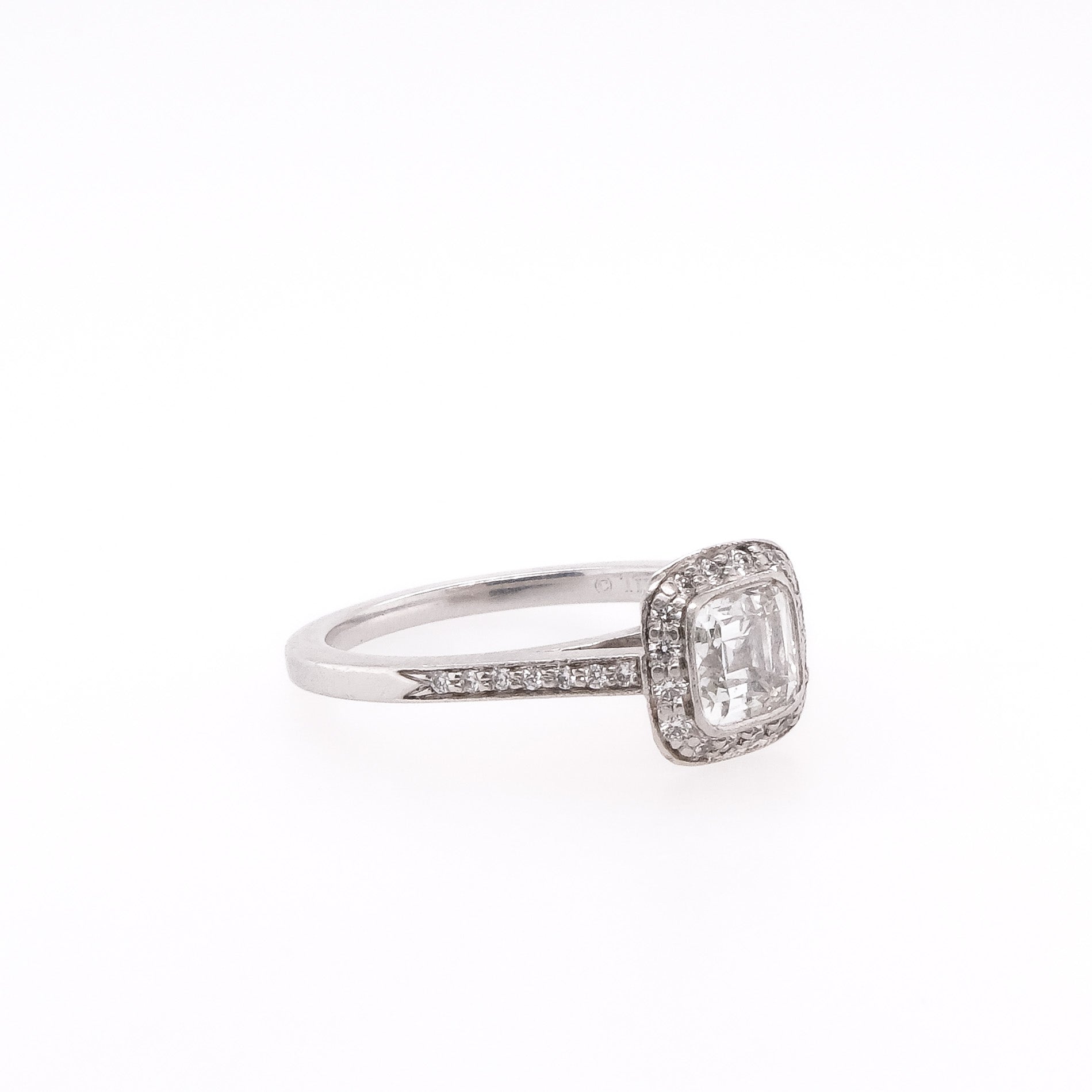 Platinum Tiffany & CO. Natural Cushion Diamond Ring