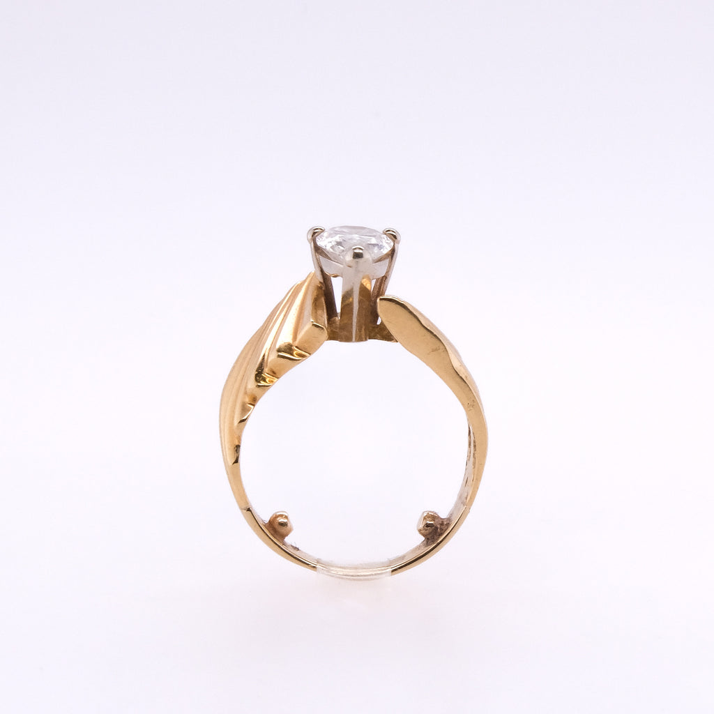 14k Pear Natural Diamond Ring