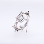 14k Aquamarine & Diamond Brooch