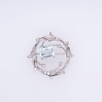 14k Aquamarine & Diamond Brooch