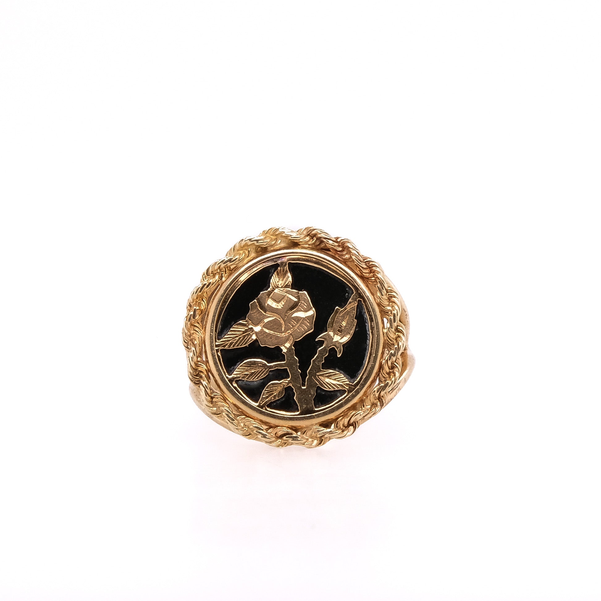 14k Onyx Rose Ring