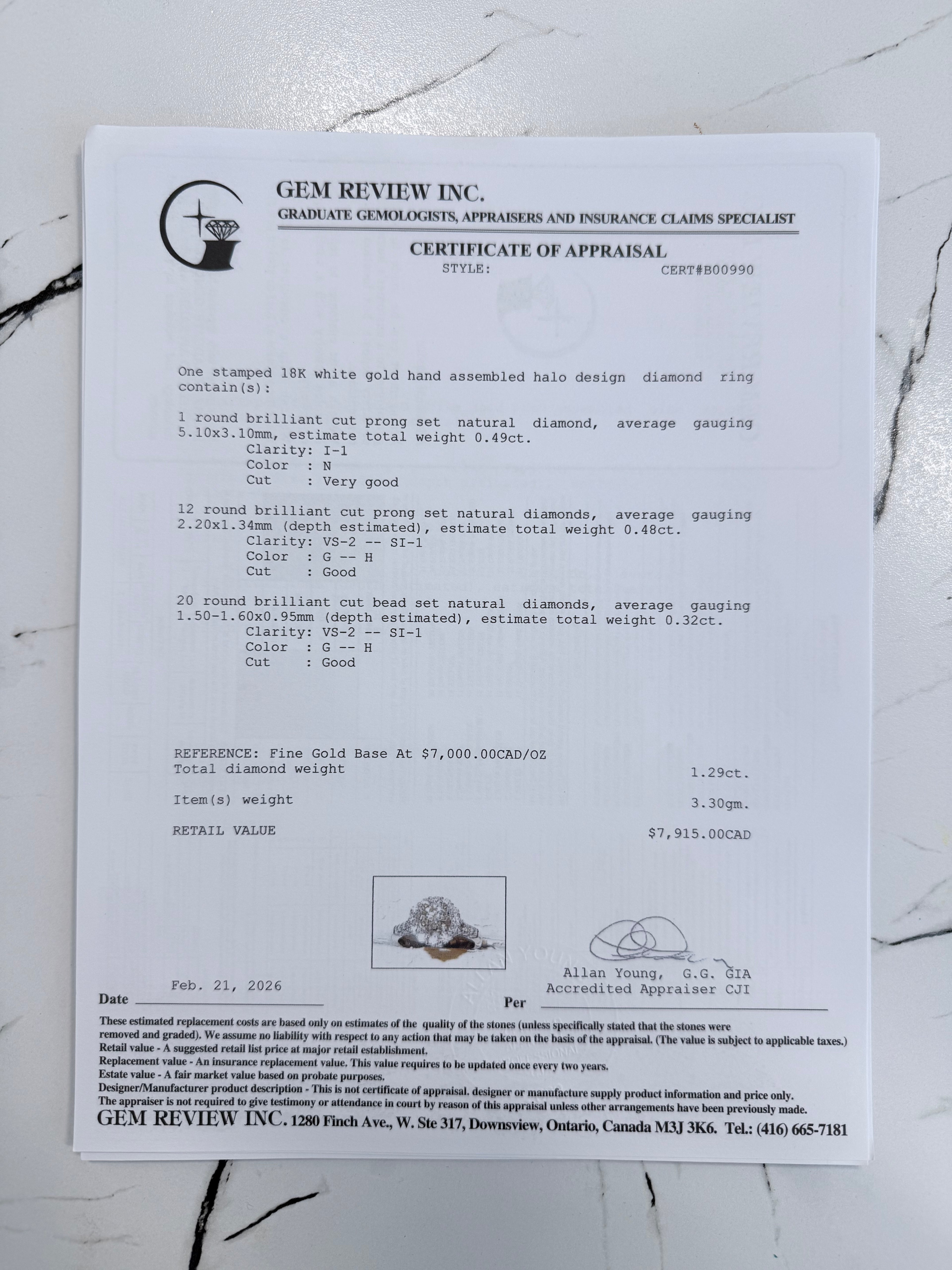 18k Halo & Diamond Ring