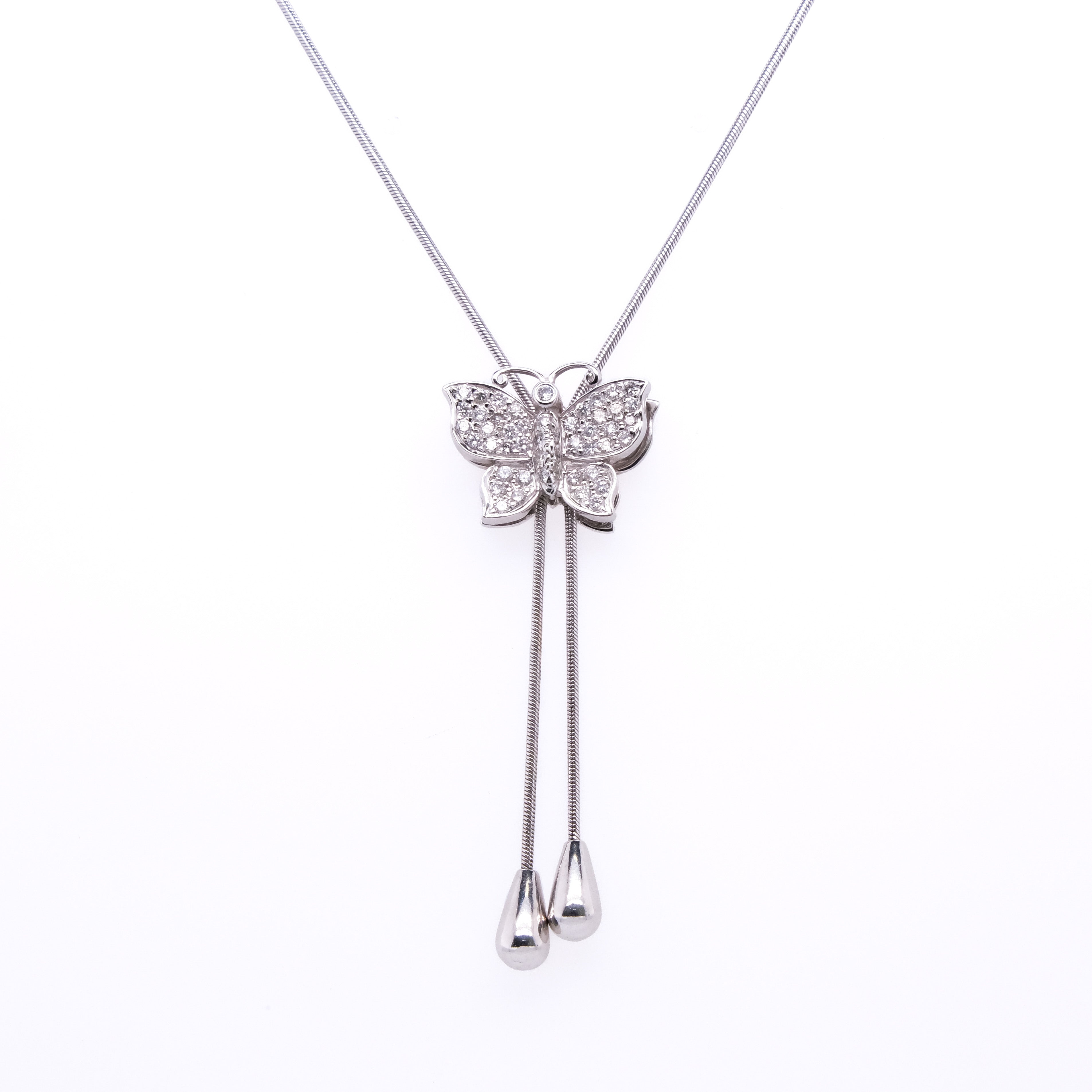 18k Butterfly Lariat Necklace