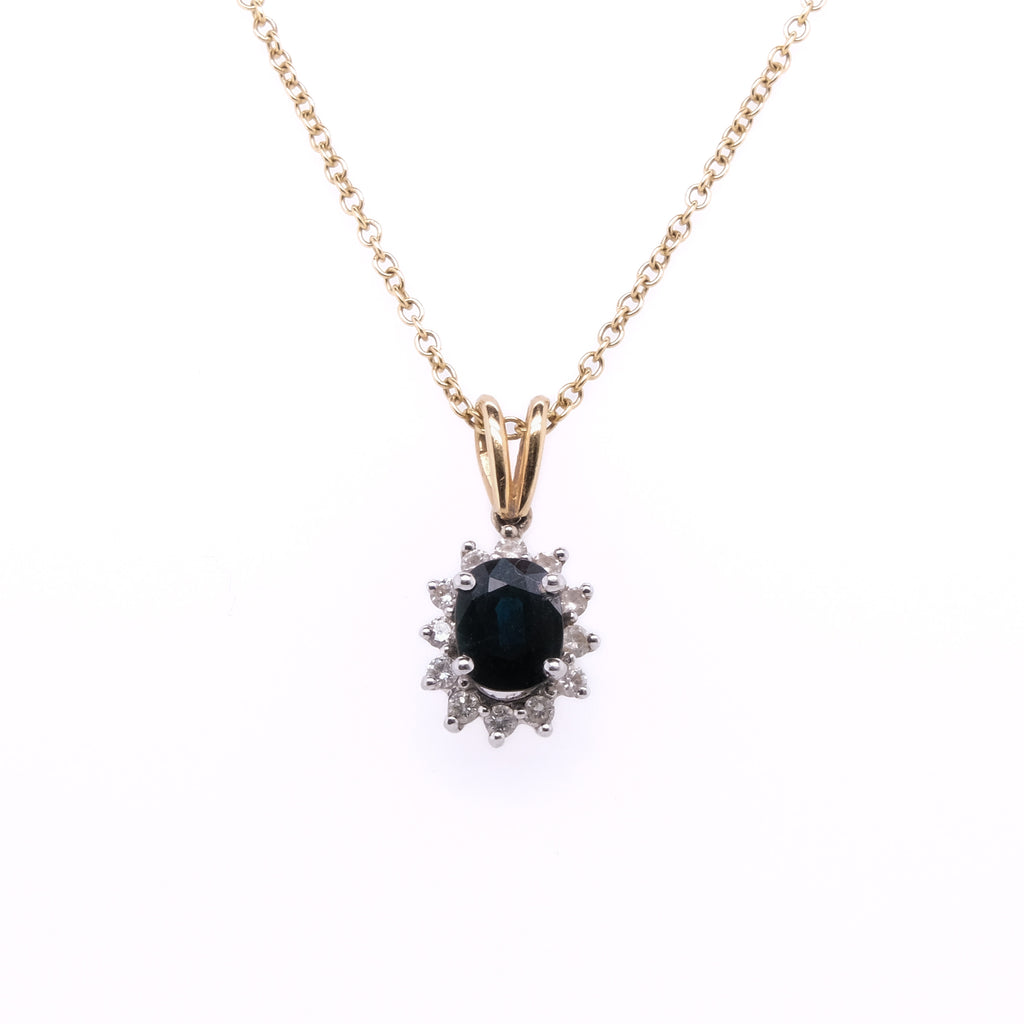 14k Sapphire & Diamond Pendant