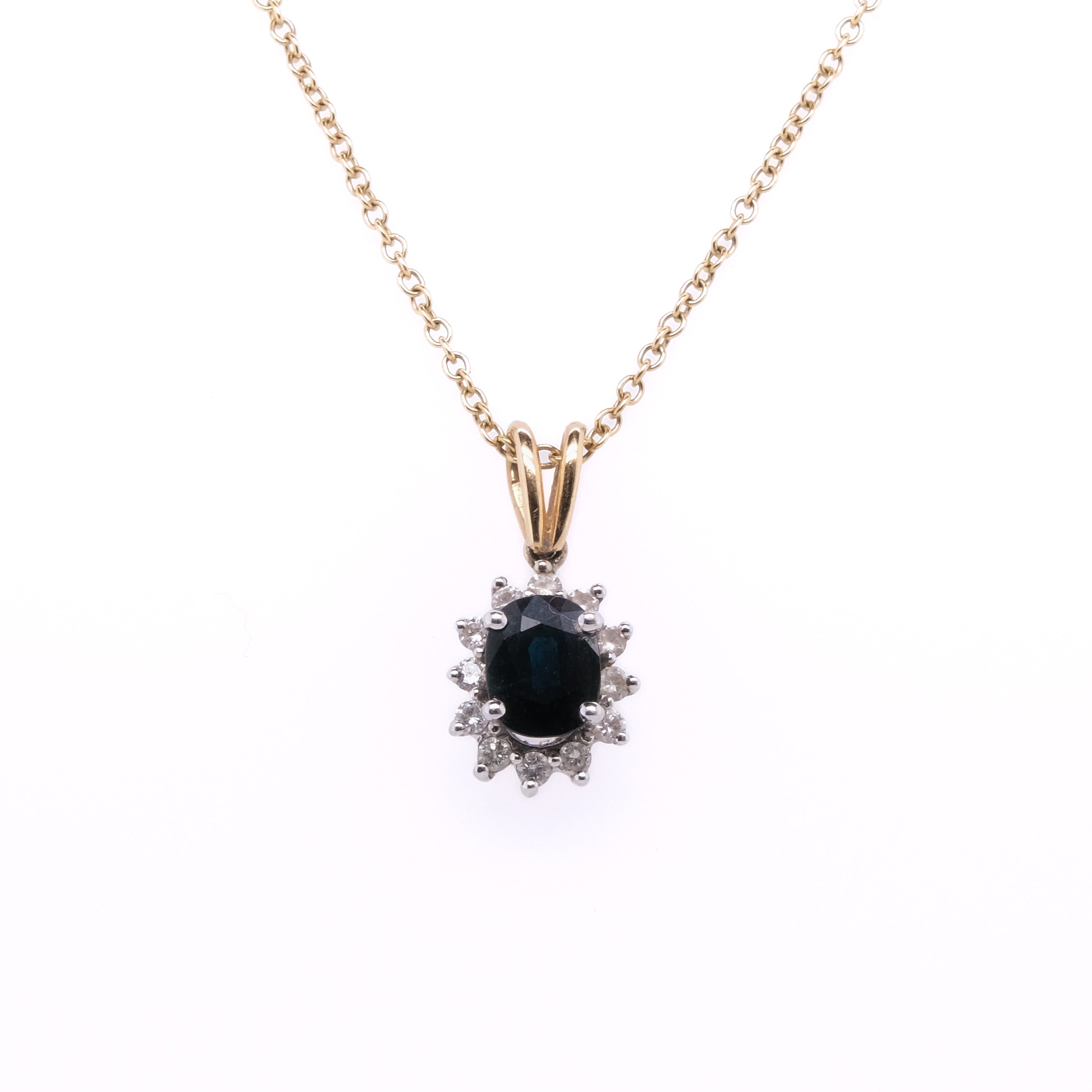 14k Sapphire & Diamond Pendant